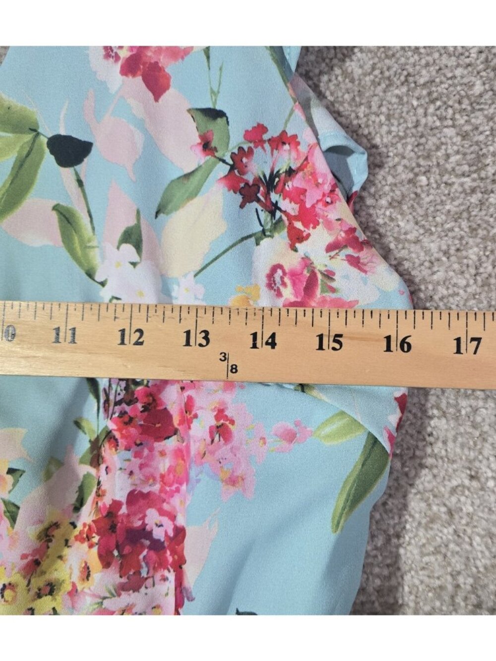 Adelyn Rae Floral Halter Midi Dress Fit Flare Garden Party Romantic Aqua Women L - Picture 8 of 12